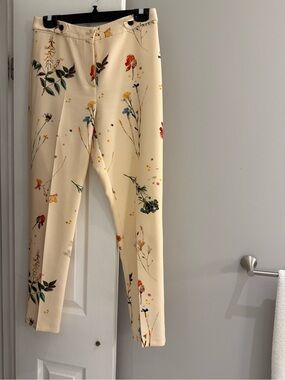 Topshop Cream Floral Cropped Pants